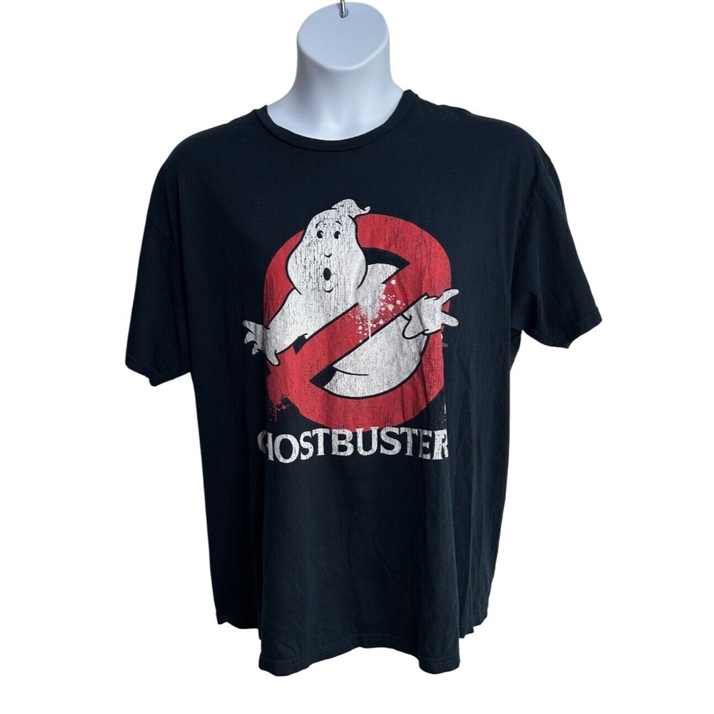 Ghostbusters T-Shirt Men XL Black Excellent Movie Logo Distressed